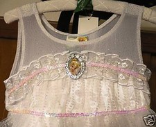 TINKER BELL~White Costume+Tights+Hanger~Girls 10/12 (L)~NWT~Disney Store