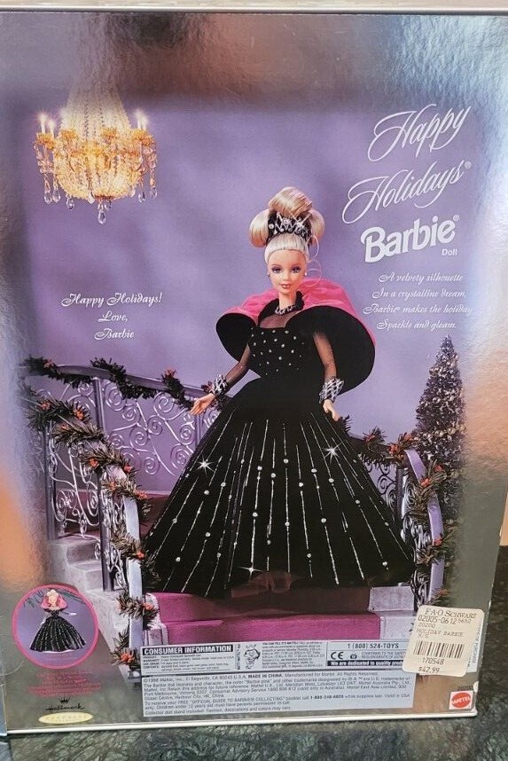 Barbie AA Happy Holidays 1998 - Robe Noire Et Rose - Mattel 20201 - Boîte Décollée