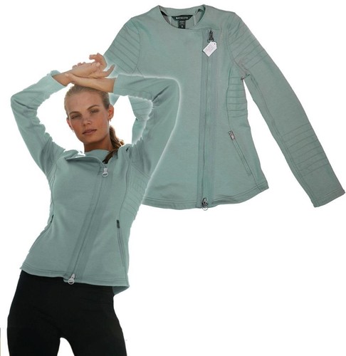 ATHLETA Womens Minimalist Gray MOTO SWEATSHIRT JACKET Zip Slvs Active Mint! XS - 第 1/4 張圖片
