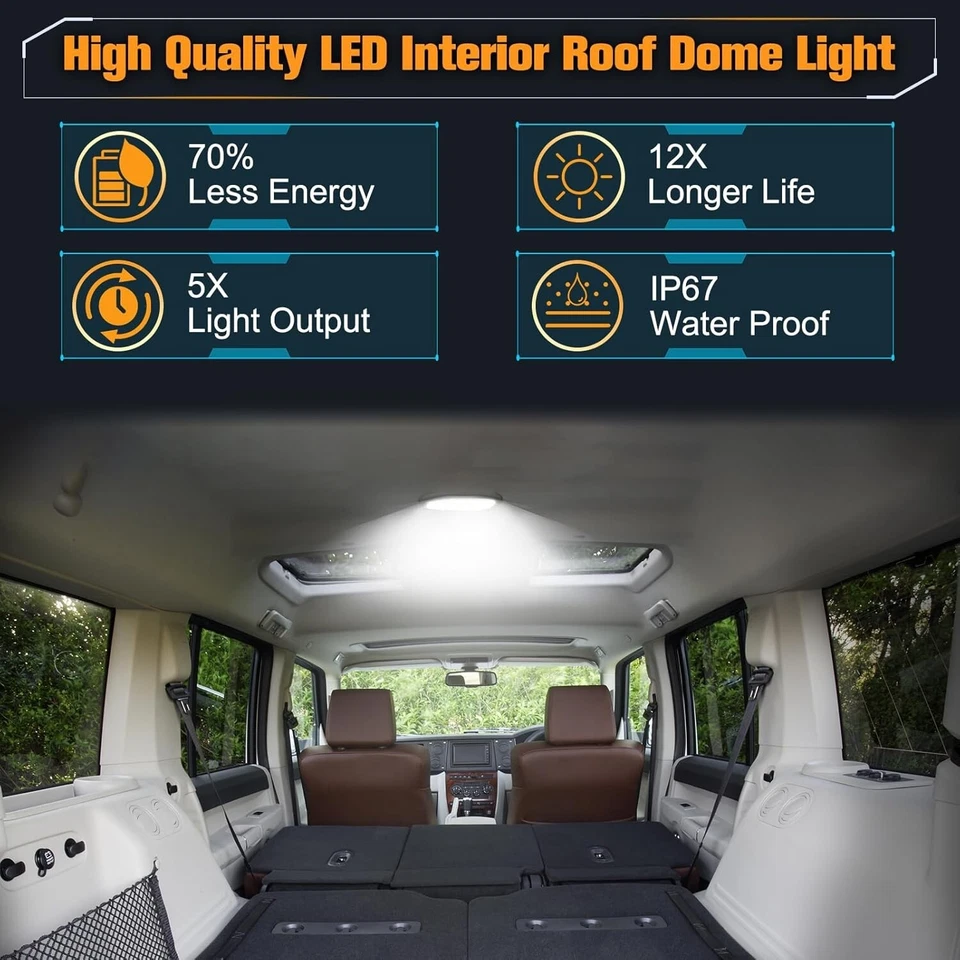 LED Overhead Dome Light Panel +Lamp Cover For 2011-2018 Ram 2500 3500 Commander - Image 3 of 4