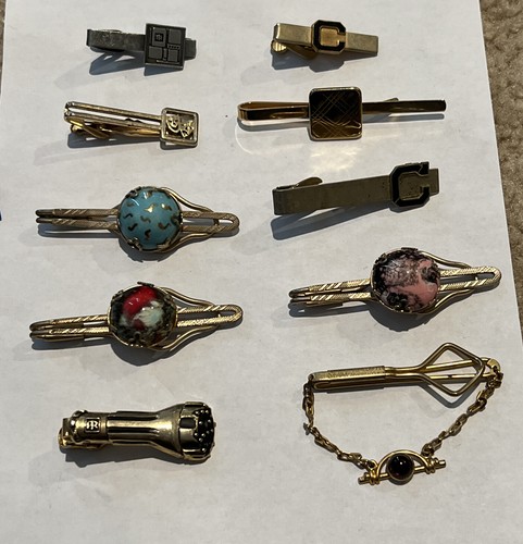 plot of 10 vintage men's tiebars Estate