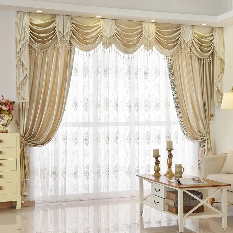 Italy high-grade silk velvet luxury thick solid cloth curtain valance tulle E788 - Image 3 of 4