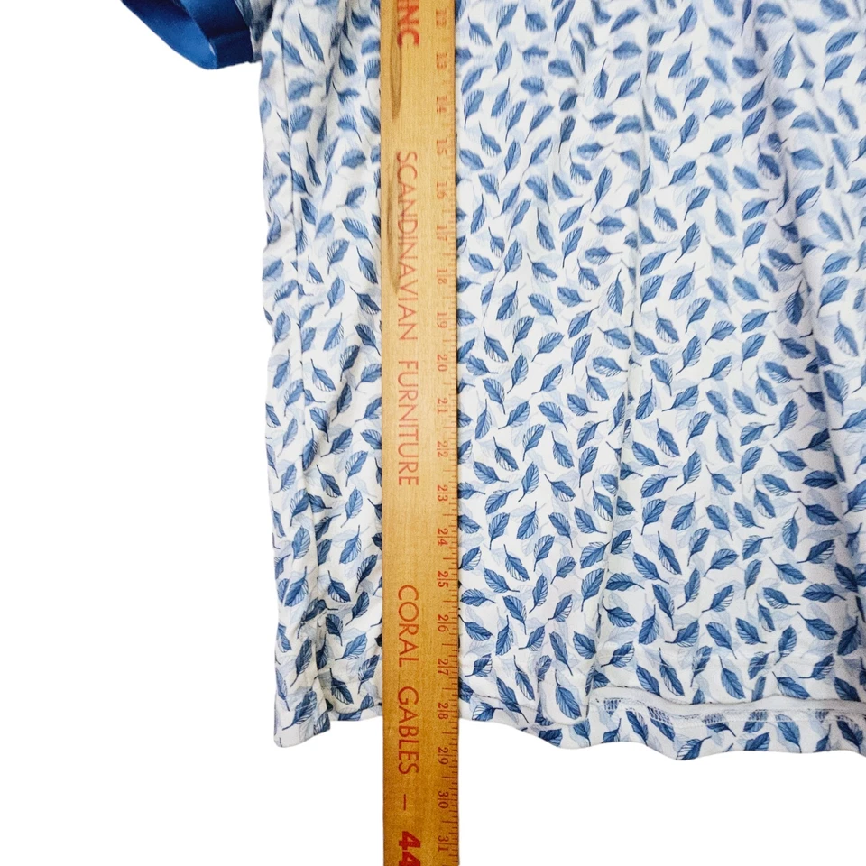 Men Jack Nicklaus Golf Graphic Athletic Polo Shirt Size M White Blue Leaves  - Image 3 of 4
