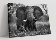 ELEPHANT 5 LARGE CANVAS WALL ART FLOAT EFFECT/FRAME/PICTURE/POSTER PRINT-GREY