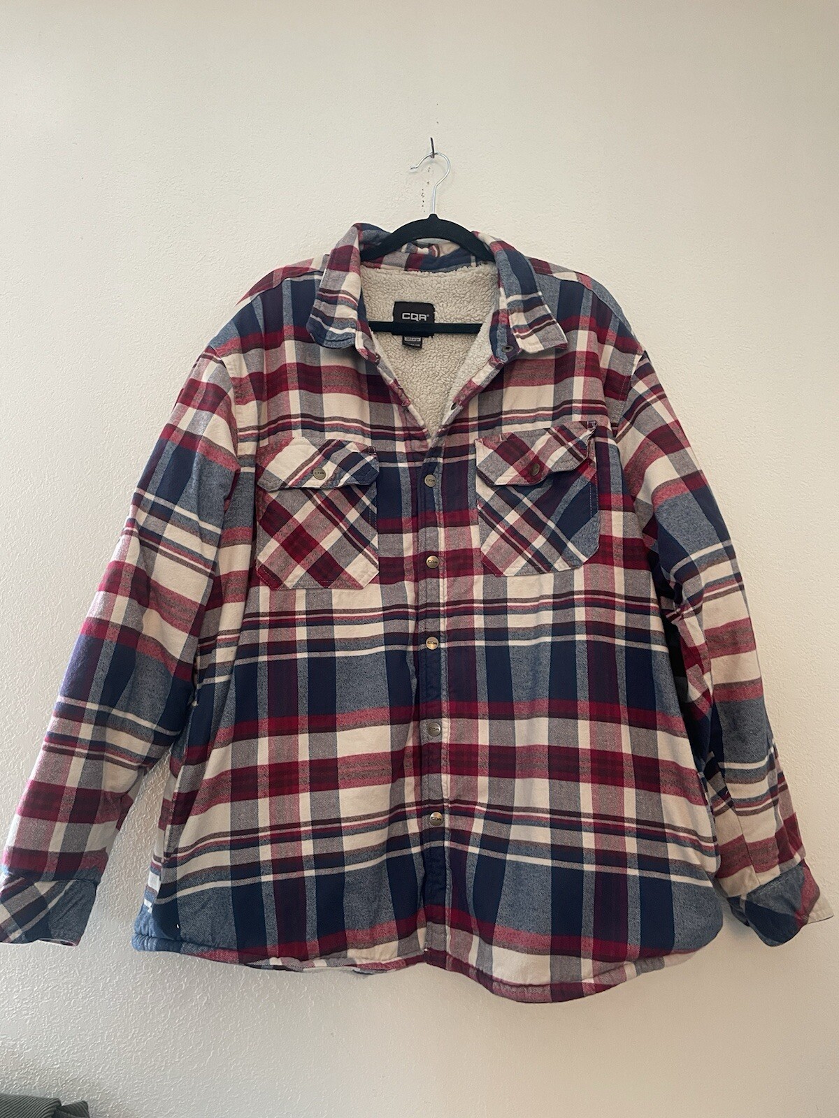 CQR Mens Flannel Sherpa Lined Jacket Long Sleeve Size 3XL