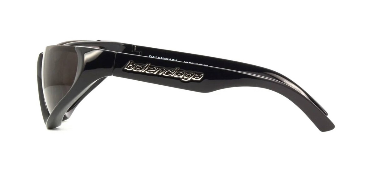 NEW BALENCIAGA SUNGLASSES BB0202S 001 WOMEN OVERSIZED BLACK/GRAY EYEWEAR Balenciaga BB0202S 001 Shiny Black Sunglasses - eye-oo.com main image 3