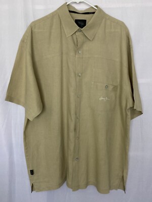 Sean John Button Down Linen Short Sleeve Shirt XXL Tan
