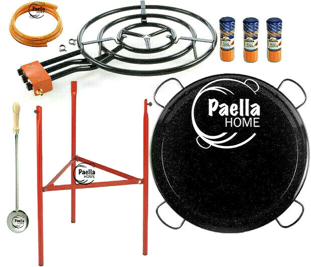 Juego de Paellera Esmaltada 90cm + Quemador de Gas 70cm + Cuchara + REGALO ESPAÑOL