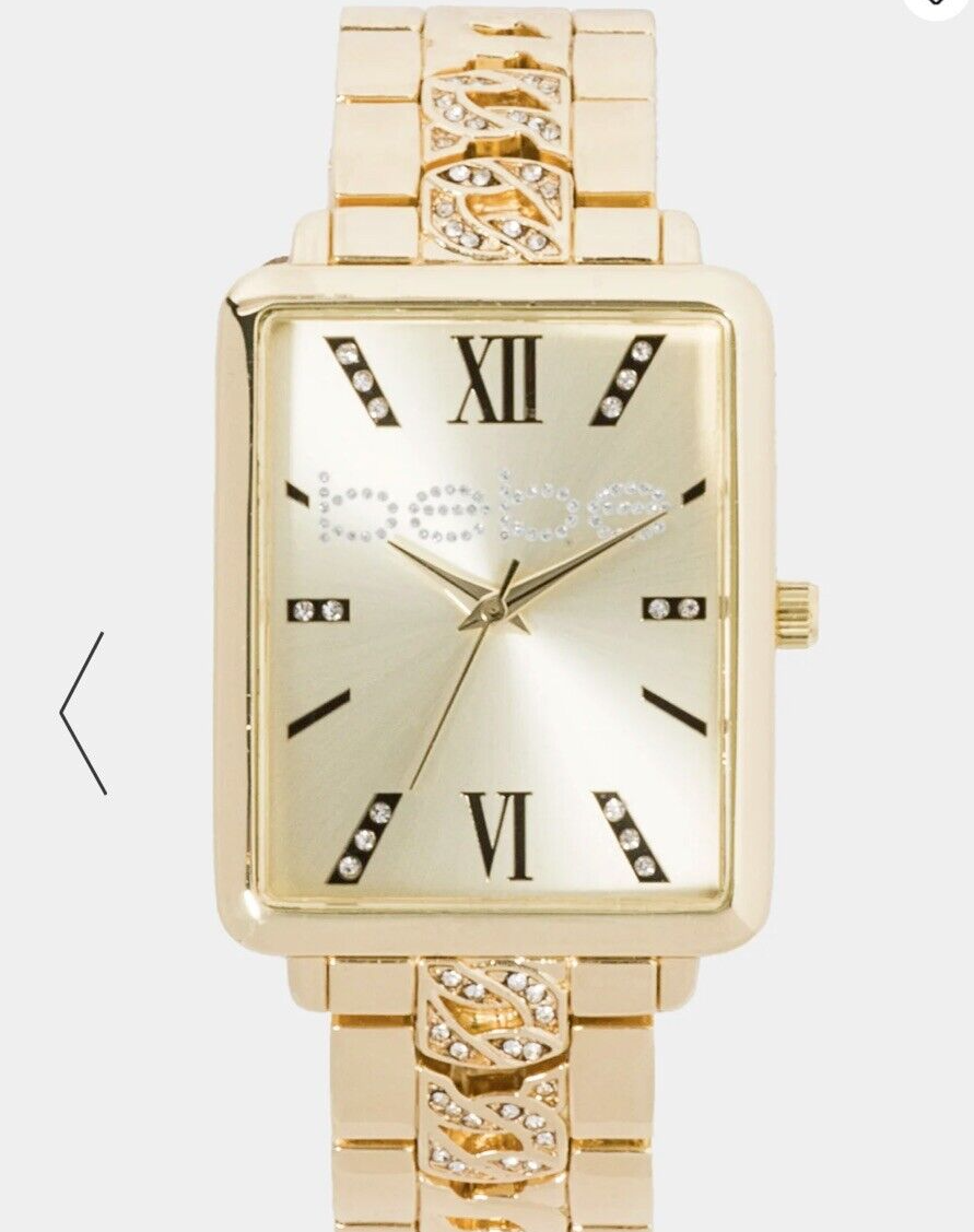 NWT BEBE GOLD SQUARE ROMAN NUMERAL WATCH Modern & glamorous  display picture 1