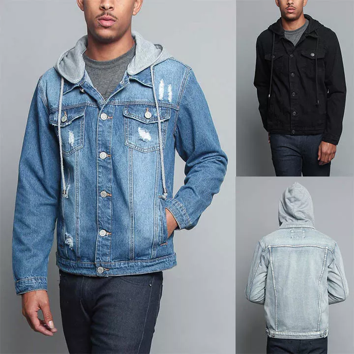 Mens denim cheap jacket ripped