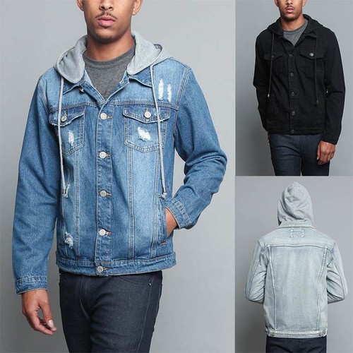 Hoodie Ripped Denim Jacket 