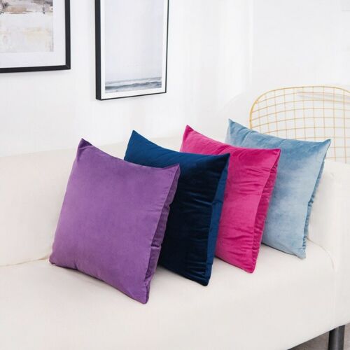 Decorative Sofa Waist Pillowcase Solid Velvet Pillow Cushion Cover Home Supplies - Picture 1 of 31