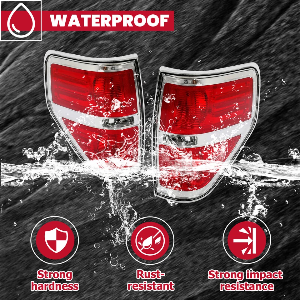 Rear Tail Lights Brake Lamps Set For Ford F150 F-150 Pickup 2009-2014 Left+Right - Image 3 of 4