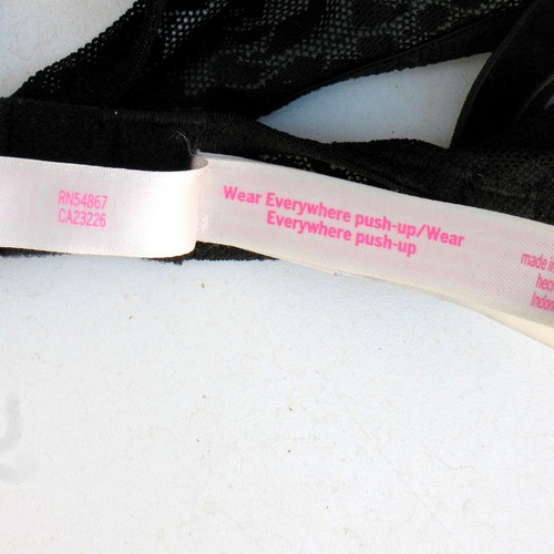 Pink Victoria's Secret Bra Wear Everywhere Push-Up Underwire Lace Black Sz 34C - Bild 5 von 7