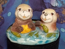 OTTER FIGURINE Sea Otters Swimming Sculpture Figure Summit Collection 2007 Rare
