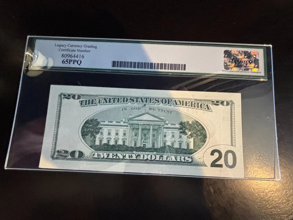 DBR 1996 $20 FRN St. Louis STAR Gem Fr. 2084-H* Legacy 65 PPQ Serial AH00468201* - Image 2 of 2