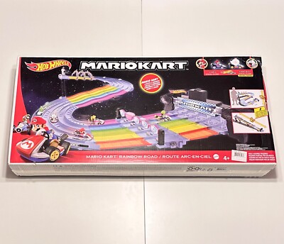 Hot Wheels Mario Kart Rainbow Road Raceway Track Set Lights Sounds King  Boo 887961964936|