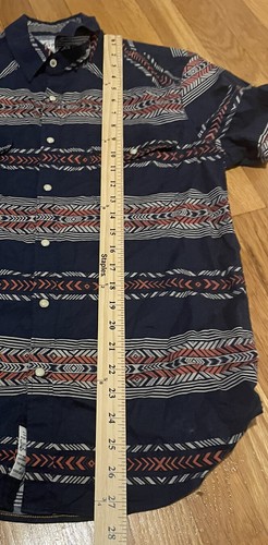 Lucky Brand Mens S Short Sleeve Aztec Print Striped Bohemian Pearl Button Shirt - Picture 9 of 9