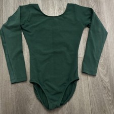 Eurotard Gymnastic Leotard Size Childs Medium Green Long Sleeve Cotton Spandex