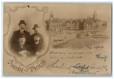 1900 Dieux Paris Four Men Wearing Hat Coat Steamboat France RPPC Photo Postcard