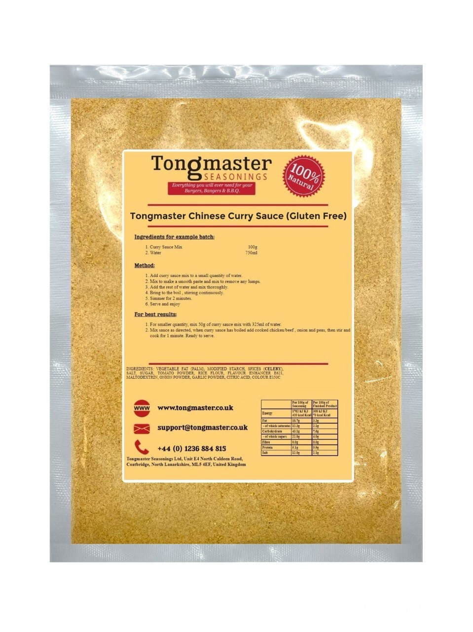 2 x Tongmaster's Chinese Curry Sauce - 100g (Gluten Free)