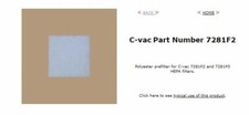 C-vac Part Number 7281F2 Polyester Prefilter for C-vac 102ASB Pullman Holt Vac