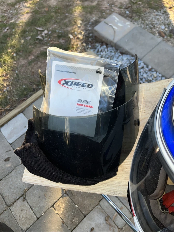 Casco XPEED Talla Rojo, Blanco y Azul Mediano, Casco de Motocicleta Cara Completa Foto 4 de 4