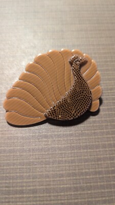 Vintage Lea Stein ''Peacock'' Brooch Pin Signed MCM France RARE