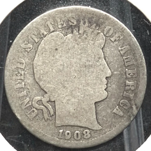 1908 D Barber Dime 🥈90% Silver🥈 Good Detailed Circulated Condition