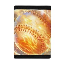 Baseball Wallet for Boys 14-16 Age, Gold 3D Softball gold softball fire print