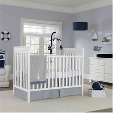 NEW Nautica Kids Nursery Separates Pleated Crib Skirt Dust Ruffle in Grey