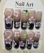 Long Square Press-On Nails Set, Full Cover Pr...
