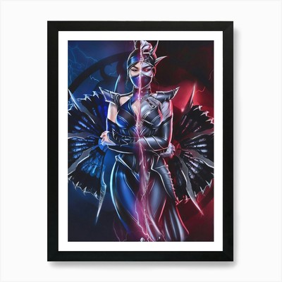 Mortal Kombat Kitana blau Kunstdruck gerahmt Wandbild Poster Leinwanddruck Bild
