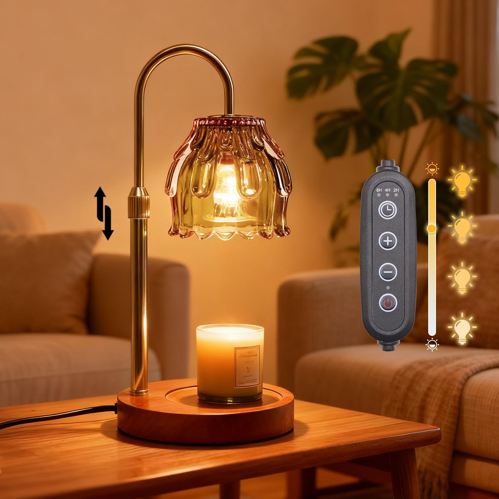 Candle Warmer Lamp with Timer and Dimmer 4-Level Dimmable Flower Light Heat L...