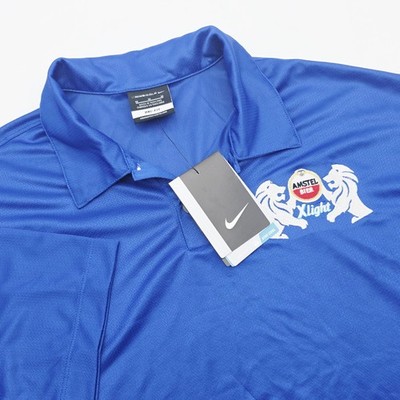 Nike Mens Medium Blue Polo Amstel Bier XLight Logo 373749-493 Short Sleeve
