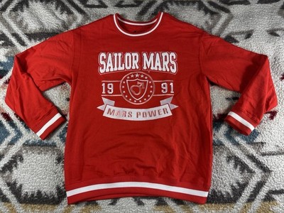 Sailor Moon Sailor Mars Red White Anime Sweatshirt Cotton Medium