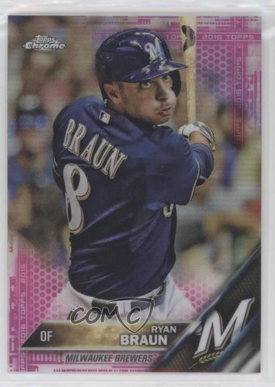 2016 Topps Chrome Pink Refractor Ryan Braun #165 qp4