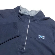 L.L. Bean Navy Blue Quarter Button Up Pullover Sweatshirt Women's XL Petite