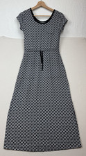 T By Talbots Geometric Maxi Dress Black White Size P Short Sleeve Knit Resort