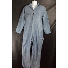 Vtg Big Mac Sanforized Coveralls Sz 44R V-Tile Pattern Denim Jumpsuit Workwear