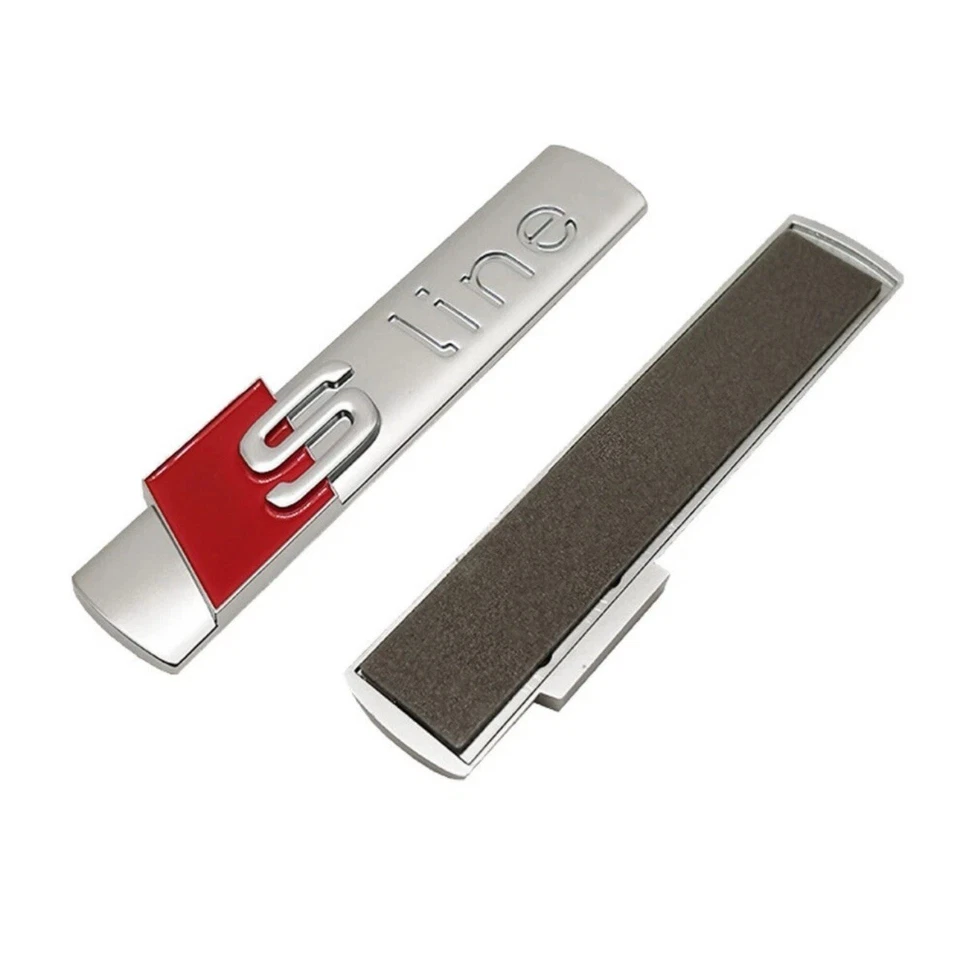 2x Chrome Audi S-LINE Side Fender Logo Emblem Decal Badge Decoration OEM Red - Image 2 of 2