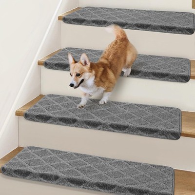 Bullnose Stair Treads Non Slip 9.5'' x 9.5*36 INCH, Grey 2pcs (Diamond Pattern)