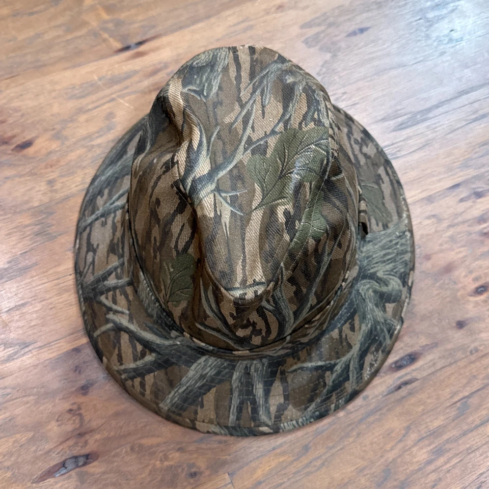 Vintage Mossy Oak Hat Cap Mens M Brown Original Treestand Camo Fedora Hunt 90s - Image 2 of 4