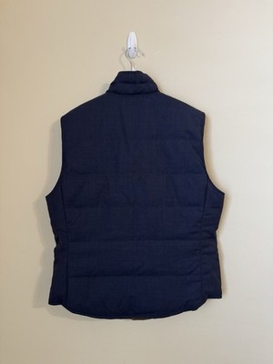 Brunello Cucinelli Reversible Vest Wool Goose Down Navy Blue Brown