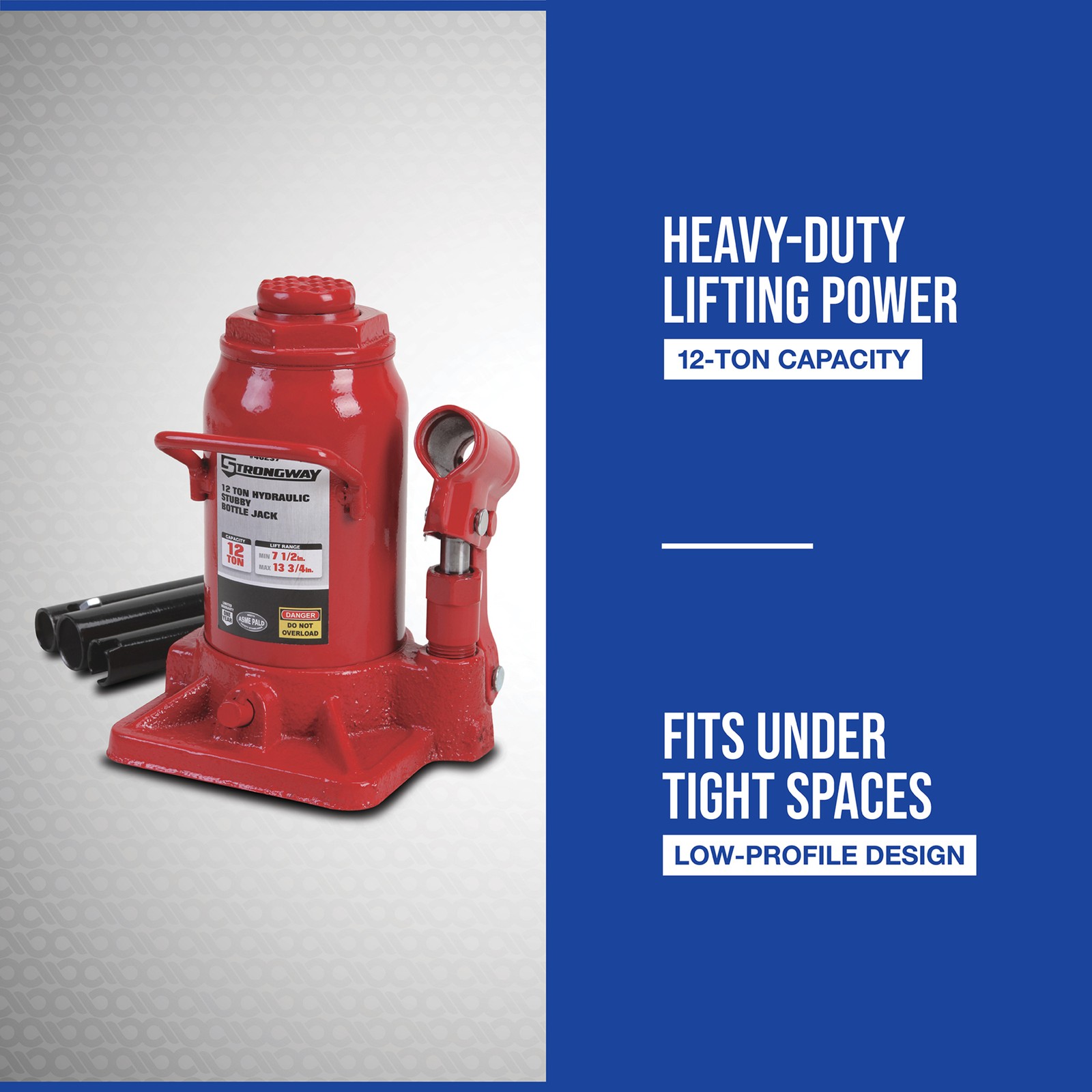 Strongway 12-Ton Low-Profile Hydraulic Bottle Jack