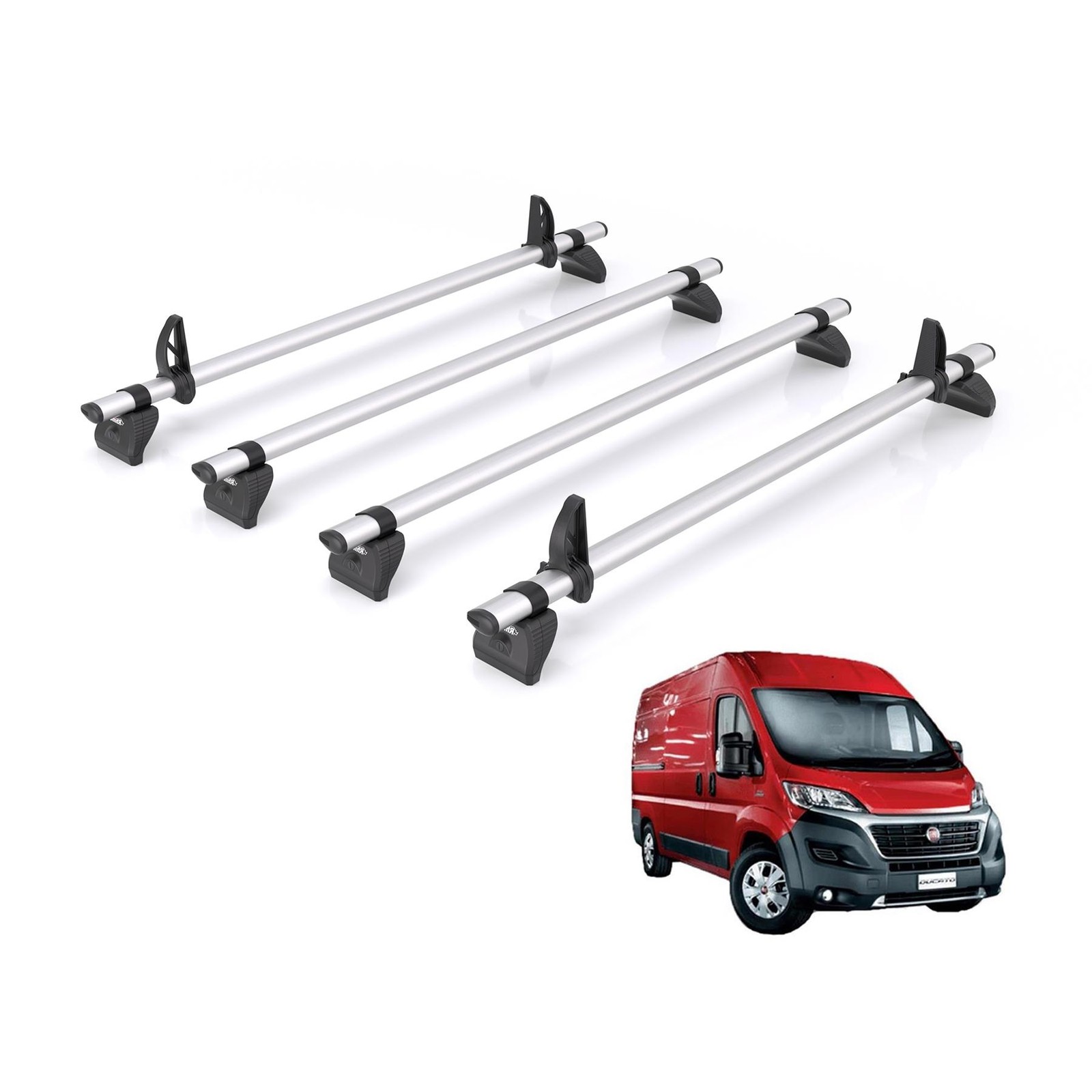 Fiat Ducato Roof Rack Fits 2006+ L3/L4 Models 4x Roof Bars Rhino Kammbar Pro