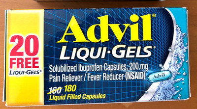Advil Liqui Gels Capsules Pain Reliever Fever Reducer 180/ct  EXP: 02/2027