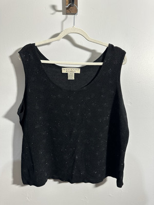 Apostrophe Woman Cropped Black Sparkly Tank Women s 2X
