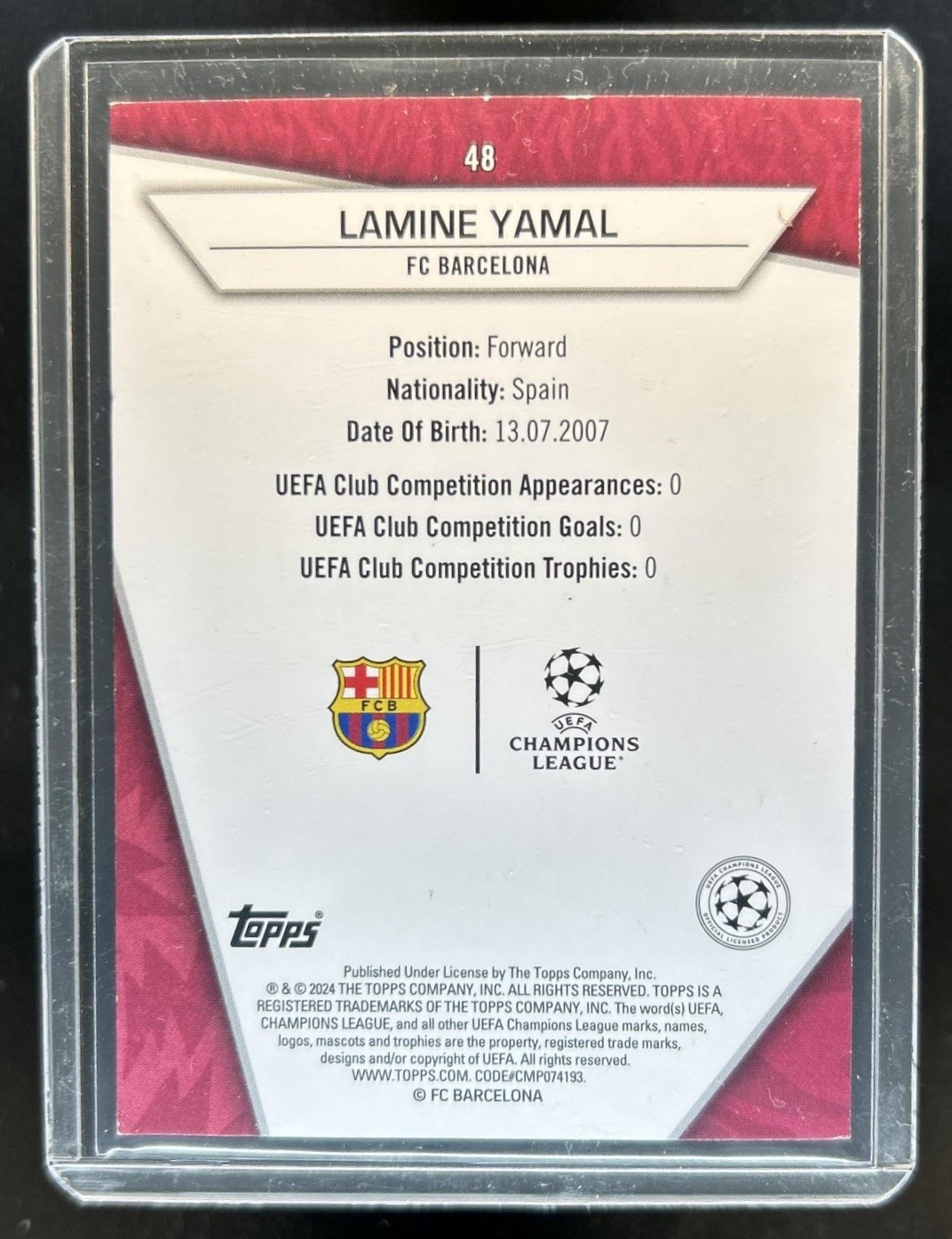 2023-24 Topps UEFA Superstars Lamine Yamal RC Mystic Rookie #48 Barcelona view 2