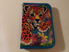 Vintage 90s Lisa Frank Hunter Leopard Cat Mini Zip Binder Planner Pencil Case
